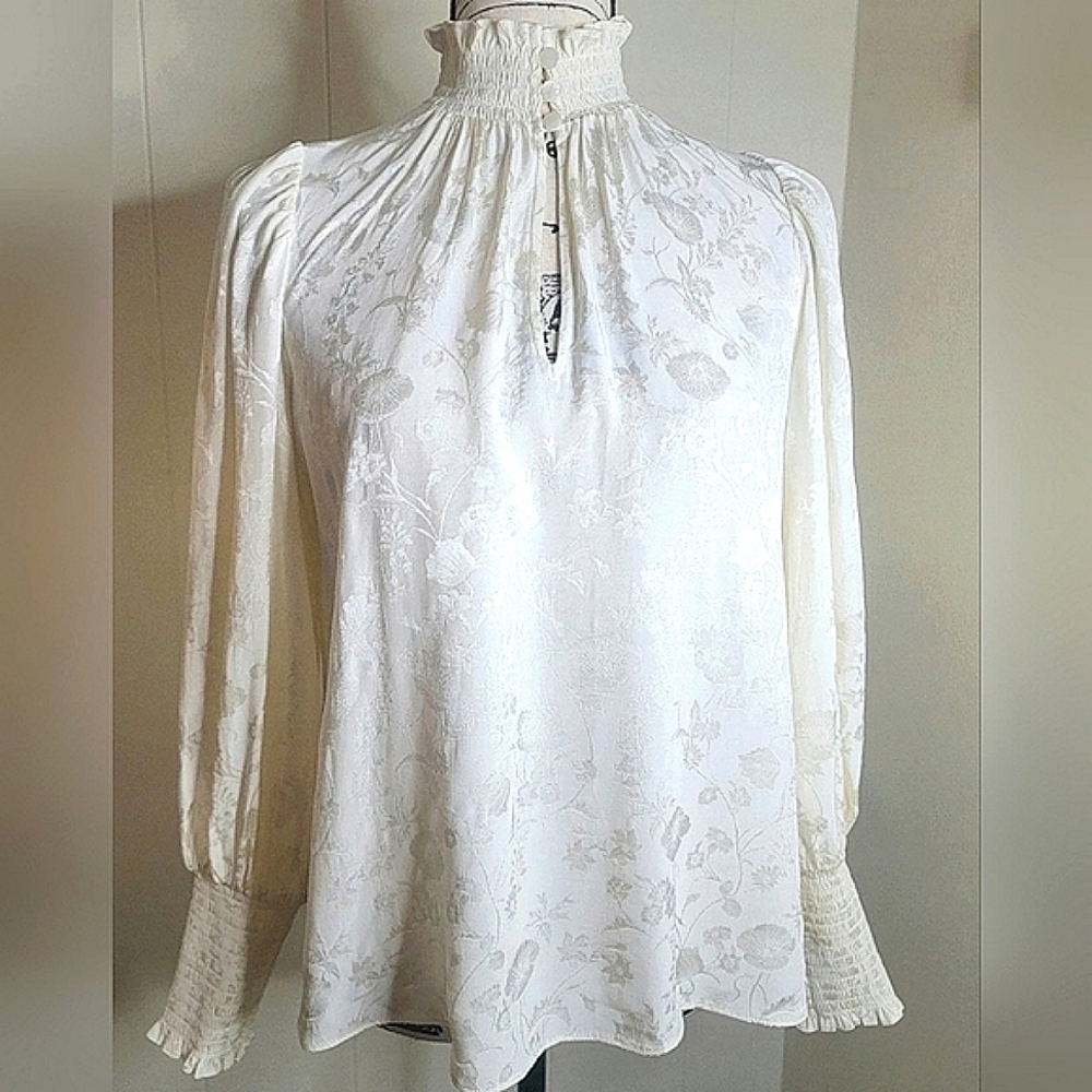 Shoshanna 'Lyam' Mockneck Ivory Blouse XS NWT